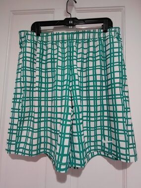 Nike White and Teal Plaid Tennis Shorts XL